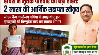 हादसे में मृतक परिवार को मिली बड़ी राहत: 2 लाख रुपए की सहायता स्वीकृत, सीएम कैंप कार्यालय बगिया में आवेदन के बाद त्वरित कार्रवाई