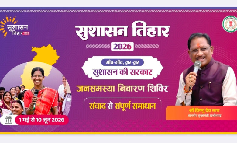 जशपुर जिले के 36 क्लस्टरों में लगेगा सुशासन तिहार 2026 का शिविर, 05 मई से खूंटीटोली से शुरुआत